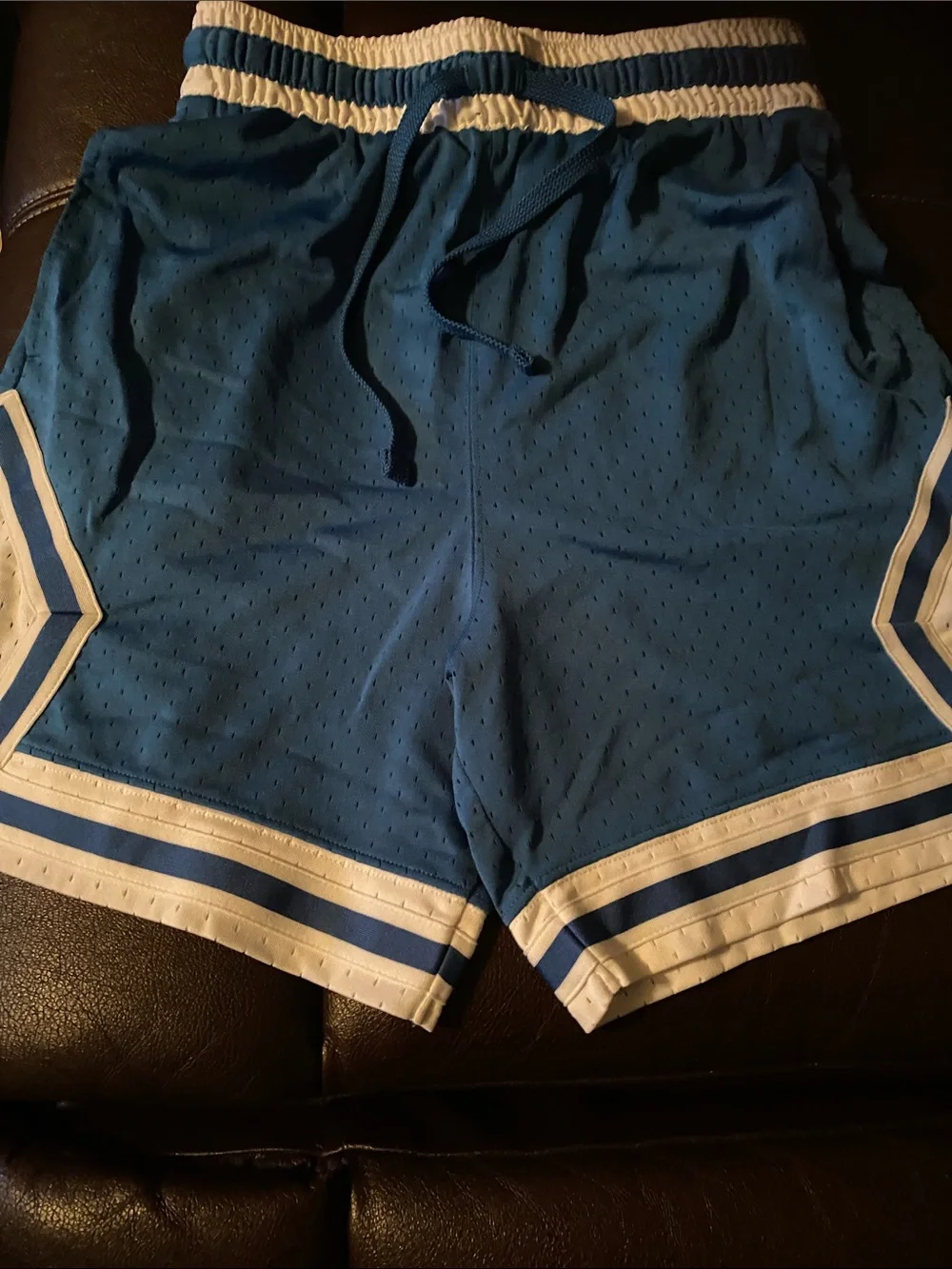 Jordan Men’s Blue Athletic Dri-FIT Shorts with White Waistband
